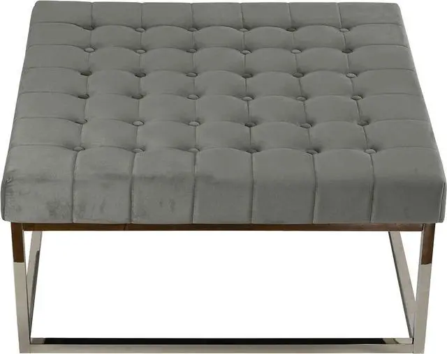 Alt view image 3 of 4 - Cortesi Home Large Tufted Coffee Table Ottoman, 36", Grey Velvet