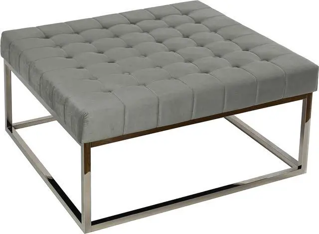 Main image of Cortesi Home Large Tufted Coffee Table Ottoman, 36", Grey Velvet