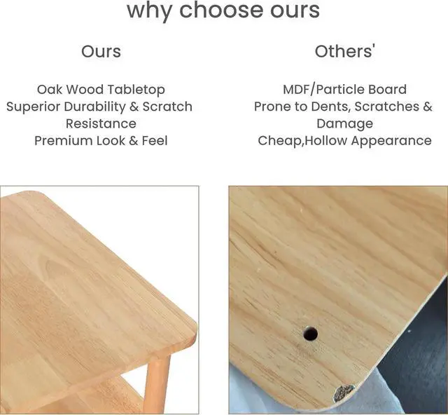 Alt view image 6 of 7 - LUCKNOCK Solid Wood Side Table, 2-Tier Small End Table with Storage Shelf, Narrow Nightstand Bedside Table for Small Spaces, Bedroom, Living Room, Farmhouse, No-Tool Assembly.