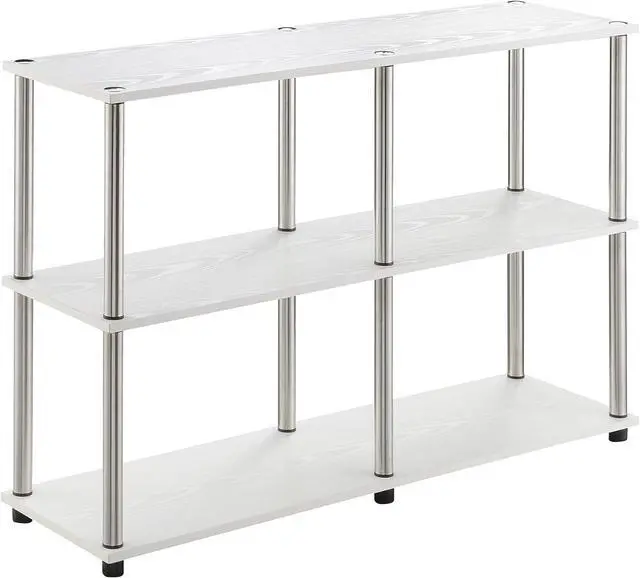 Main image of Convenience Concepts Designs2Go No Tools 3 Tier Wide Console Table 42" - Modern Multipurpose Accent with Shelves for TV Media Center, Office Desk Extension, Entryway Display, & Home Storage, White