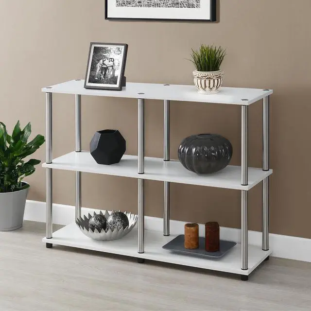 Alt view image 2 of 7 - Convenience Concepts Designs2Go No Tools 3 Tier Wide Console Table 42" - Modern Multipurpose Accent with Shelves for TV Media Center, Office Desk Extension, Entryway Display, & Home Storage, White