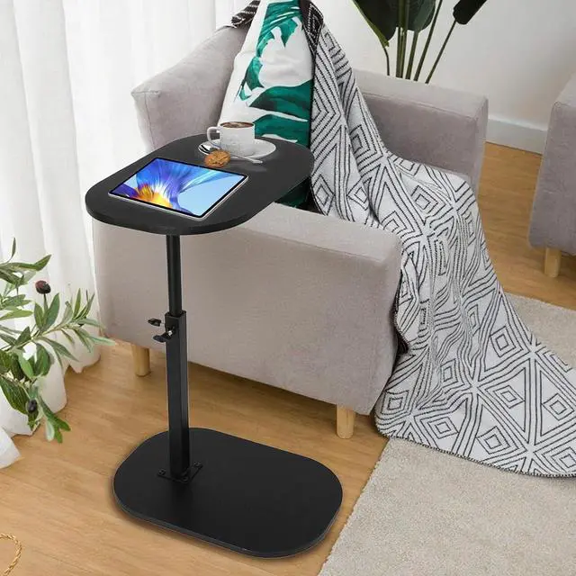 Alt view image 5 of 7 - Side Table TV Tray for Couch,Height Adjustable 360° Swivel C Shaped End Table for Small Spaces,Bedside Bathroom Living Room (Black)