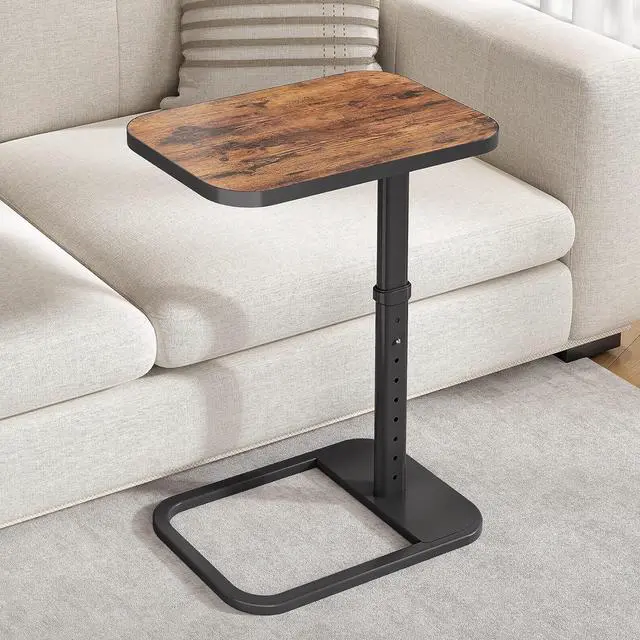 Main image of Kitstorack TV Tray Table, Adjustable Height & Flip-Top & Rounded Metal Corners, Snack Table for Couch, Sofa, Bed, Chair, Living Room, C Shaped End Side Table for Eating, Dinner or Laptop, Small Spaces