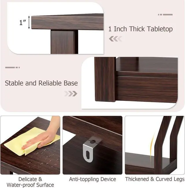 Alt view image 6 of 7 - 47'' Narrow Console Table with Drawer, 3-Tier Wooden Entryway Accent with Open Shelves, Multi-Purpose Sofa Table for Living Room Hallway - Easy Assembly & Storage (Coffee)