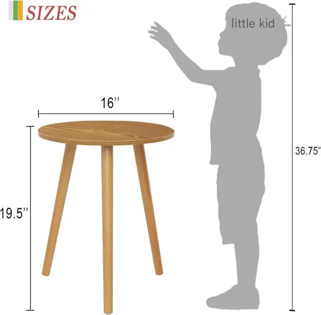 Alt view image 2 of 7 - AWASEN Round Side Table, Small End Table for Living Room, Modern Accent Coffee Side Table with Solid Wood Legs for Small Space, Easy Assembly, Brown