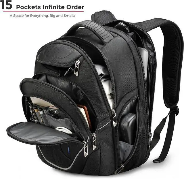 Alt view image 3 of 7 - Swissdigital Design TSA Business Laptop Backpack For Men,Travel Backpack With USB Charging Port,College Tech Backpacks With RFID Pockets Presents For Men Fits 15.6 Inch Computer | J16BT-1