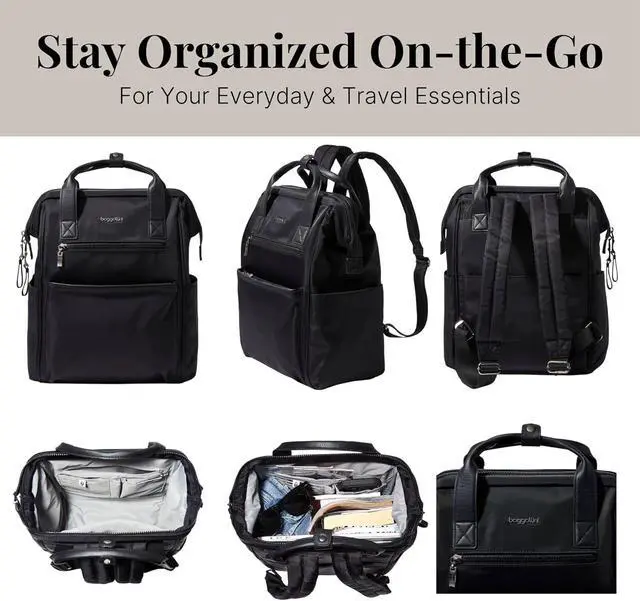 Alt view image 6 of 7 - Baggallini Soho Backpack - Travel Laptop Backpack for Women - Lightweight Water-Resistant Luggage Bag, Black