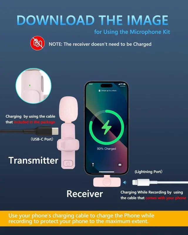 Alt view image 2 of 7 - 2 Pack Professional Wireless Lavalier Microphone for iPhone iPad (iPhone 14 and Below), Lapel Mics Plug-Play Clip on Lapel Mic for YouTube, Recording, Vlog, Facebook Live