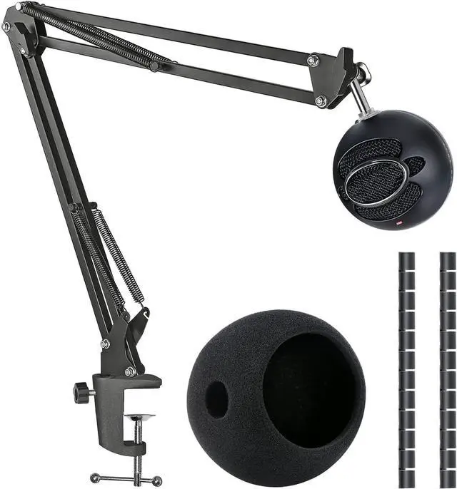 Main image of Snowball iCE Mic Boom Arm Stand with Pop Filter, Compatible with Blue Snowball Ice USB Microphone with Cable Sleeve by SUNMON