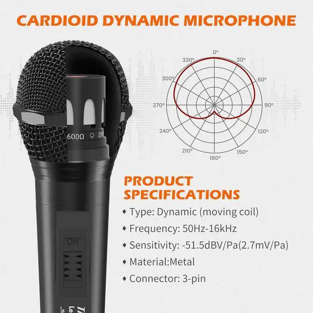 Alt view image 2 of 7 - Wired Microphone for Singing, Metal Female, ON/Off Switch, Professional Vocal Dynamic Mic with 20ft & 6.5ft XLR Audio Cable, Cardioid Studio Microfono for Podcasting and Recording, Black-L52