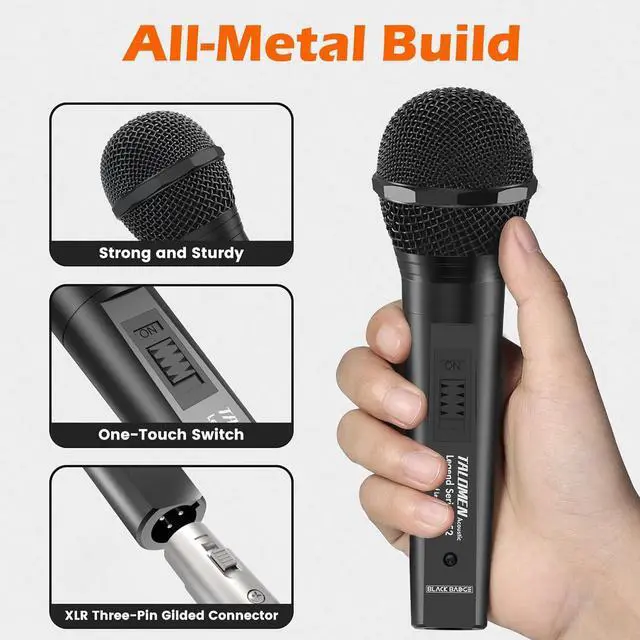 Alt view image 4 of 7 - Wired Microphone for Singing, Metal Female, ON/Off Switch, Professional Vocal Dynamic Mic with 20ft & 6.5ft XLR Audio Cable, Cardioid Studio Microfono for Podcasting and Recording, Black-L52
