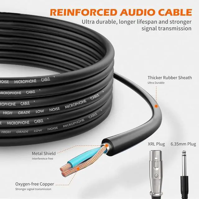 Alt view image 5 of 7 - Wired Microphone for Singing, Metal Female, ON/Off Switch, Professional Vocal Dynamic Mic with 20ft & 6.5ft XLR Audio Cable, Cardioid Studio Microfono for Podcasting and Recording, Black-L52