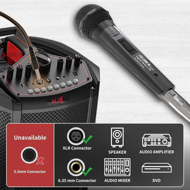 Alt view image 6 of 7 - Wired Microphone for Singing, Metal Female, ON/Off Switch, Professional Vocal Dynamic Mic with 20ft & 6.5ft XLR Audio Cable, Cardioid Studio Microfono for Podcasting and Recording, Black-L52