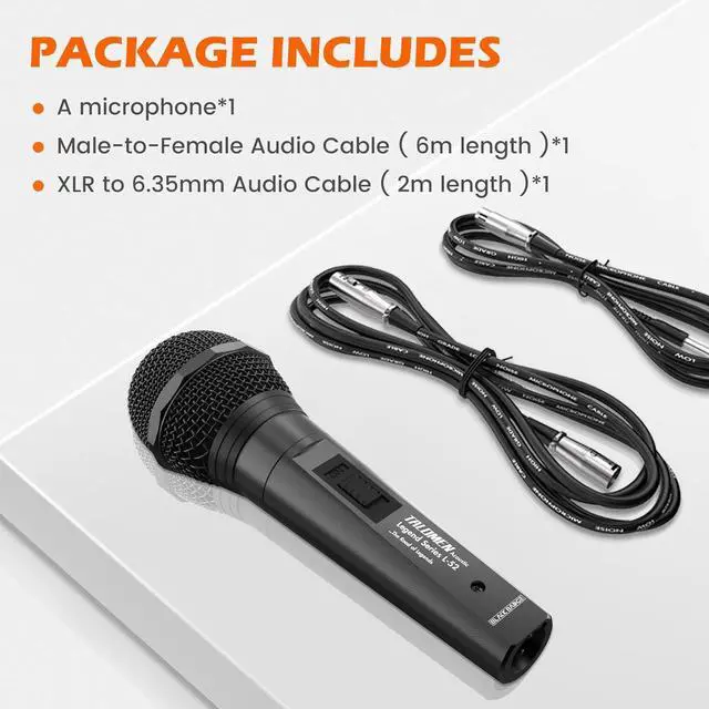 Alt view image 7 of 7 - Wired Microphone for Singing, Metal Female, ON/Off Switch, Professional Vocal Dynamic Mic with 20ft & 6.5ft XLR Audio Cable, Cardioid Studio Microfono for Podcasting and Recording, Black-L52