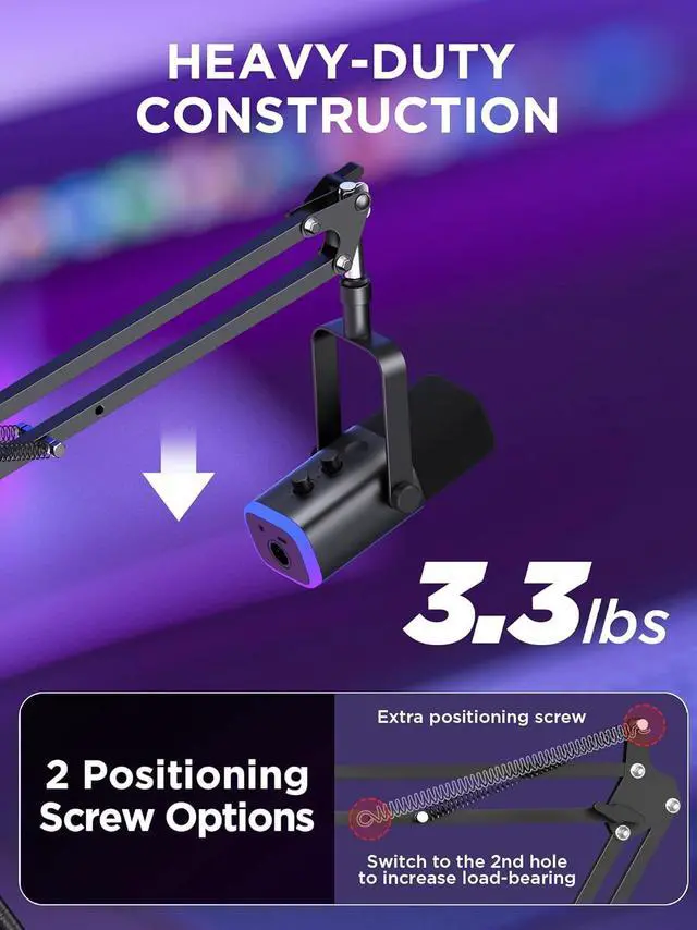 Alt view image 2 of 7 - InnoGear Mic Stand for Blue Yeti, Heavy Duty Microphone Stand with Microphone Windscreen and Dual Layered Mic Pop Filter Suspension Boom Scissor Arm Stands for Blue Spark and Other Mics, Medium