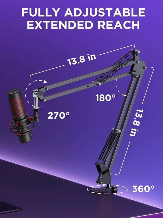 Alt view image 5 of 7 - InnoGear Mic Stand for Blue Yeti, Heavy Duty Microphone Stand with Microphone Windscreen and Dual Layered Mic Pop Filter Suspension Boom Scissor Arm Stands for Blue Spark and Other Mics, Medium