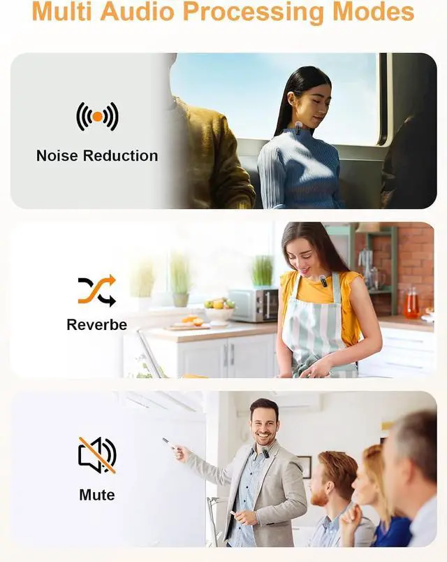 Alt view image 7 of 7 - Wireless Lavalier Microphone for iPhone/Android/Laptop with Magnetic Wind Muff/Patch/Clip, Mini Mic with Noise Reduction, 35 H Battery Life via Charging Case, Lightning/USB-C/USB A Plug&Play