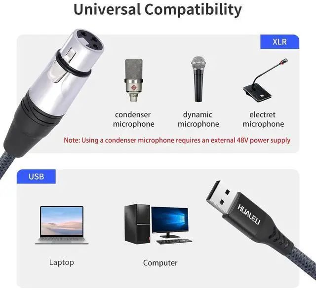 Alt view image 2 of 7 - XLR Female to USB Mic Link Converter Cable,XLR Female to USB Microphone Cable,Microphone to Computer Recording line-10Ft
