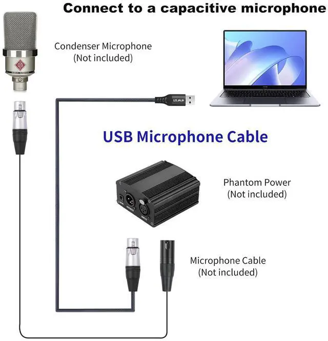 Alt view image 4 of 7 - XLR Female to USB Mic Link Converter Cable,XLR Female to USB Microphone Cable,Microphone to Computer Recording line-10Ft