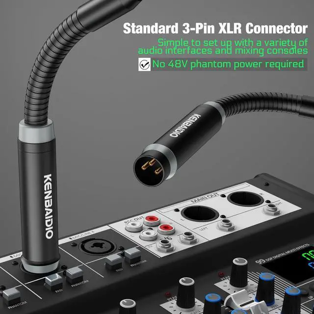 Alt view image 6 of 7 - DJ Mic 17 Inch Flexible Gooseneck Microphone, Professional XLR Wired Dynamic Bob Barker Microphone for Video Conference, Podium, Singing, Karaoke DJ Mixer Dedicated Disc Shouting KTV Bar, Metal