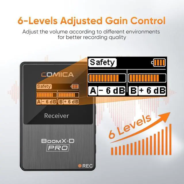 Alt view image 7 of 7 - COMICA BoomX-D2 PRO Wireless Lavalier Microphone for iPhone Android Camera PC, Lapel Mic with 16GB Storage, Safety Audio Track, Noise Cancellation, Lav Mic for YouTube TikTok Video Recording