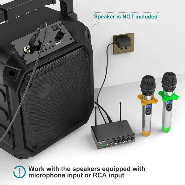 Alt view image 3 of 7 - FIFINE UHF Dual Channel Wireless Handheld Microphone, Easy-to-use Karaoke Wireless Microphone System-K036