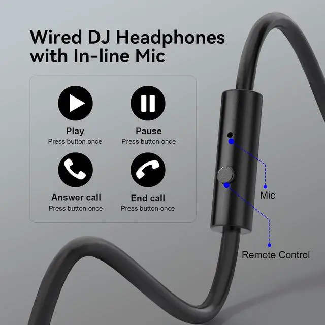 Alt view image 5 of 7 - OneOdio Wired Over Ear Headphones Hi-Res Studio Monitor & Mixing DJ Stereo Headsets with 50mm Drivers and 1/4 to 3.5mm Jack for AMP Computer Recording Podcast Keyboard Guitar Laptop - Black