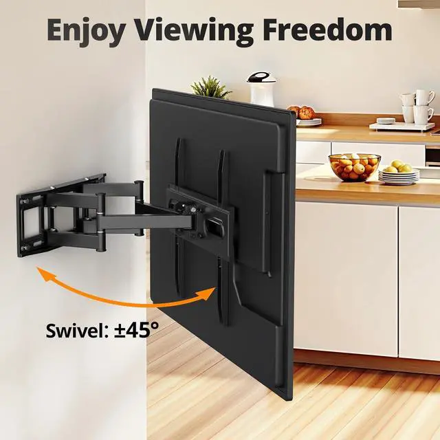 Alt view image 6 of 7 - 50 55 65 inch Full Motion TV Wall Mount for 32-70 inch TV Bracket, Dual articulating Arms Mount, Tilt Swivel Extension Level, Max VESA 400x400mm, 16" Studs, 110 lbs,Fit Most 40 43 50+ TVs