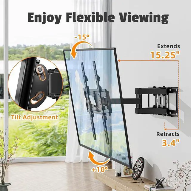 Alt view image 4 of 7 - Simple Trending Full Motion TV Wall Mount for 32-70 Inch TVs up to 132 lbs, TV Mount with Articulating Dual Arms, Wall Mount Bracket Max VESA 400x400mm