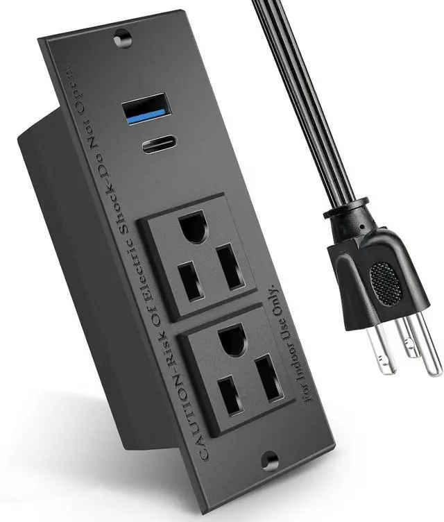 Main image of 20W PD Conference Recessed Power Strip with Fast USB C, Furniture Recessed Outlet, Desktop Power Strip, Desktop Charging Station with 2 Outlets and 1 USB and 1 Type-C