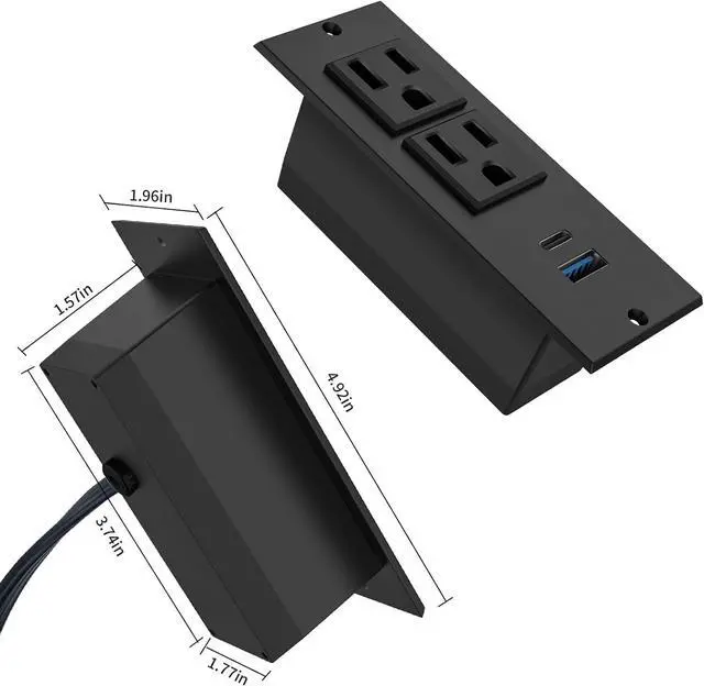 Alt view image 5 of 7 - 20W PD Conference Recessed Power Strip with Fast USB C, Furniture Recessed Outlet, Desktop Power Strip, Desktop Charging Station with 2 Outlets and 1 USB and 1 Type-C