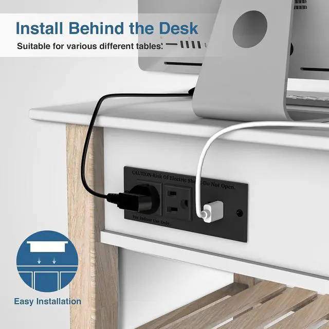 Alt view image 6 of 7 - 20W PD Conference Recessed Power Strip with Fast USB C, Furniture Recessed Outlet, Desktop Power Strip, Desktop Charging Station with 2 Outlets and 1 USB and 1 Type-C