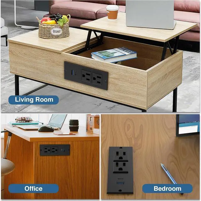 Alt view image 7 of 7 - 20W PD Conference Recessed Power Strip with Fast USB C, Furniture Recessed Outlet, Desktop Power Strip, Desktop Charging Station with 2 Outlets and 1 USB and 1 Type-C