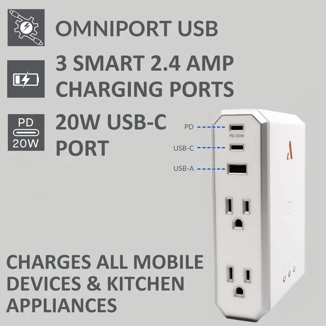 Alt view image 4 of 7 - Austere V Series 4-Outlet Wall Surge Protector, 3000 Joules