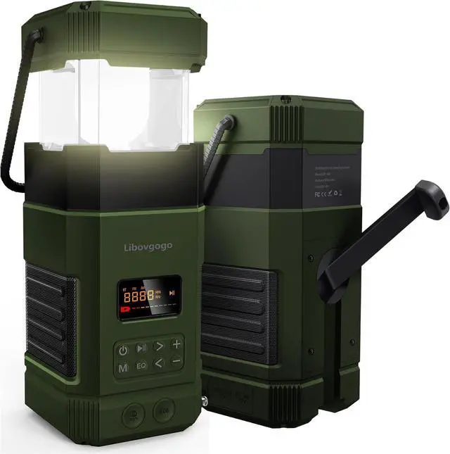 Main image of Libovgogo DF-585 Emergency LED Camping Lantern,IPX5 Waterproof Stereo Bluetooth Speaker,Hand Crank NOAA Weather Alert Radio with Solar,Portable AM FM Radio with Flashlight,5000mAH Cell Phone Charger