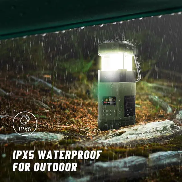 Alt view image 6 of 7 - Libovgogo DF-585 Emergency LED Camping Lantern,IPX5 Waterproof Stereo Bluetooth Speaker,Hand Crank NOAA Weather Alert Radio with Solar,Portable AM FM Radio with Flashlight,5000mAH Cell Phone Charger