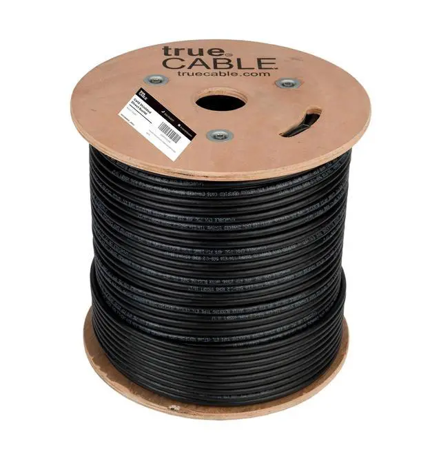 Alt view image 3 of 7 - TRUE CABLE Cat6 Direct Burial Outdoor Bulk Ethernet Cable, Shielded F/UTP, 500ft, Black, 23AWG Solid Bare Copper, Heavy Duty Outdoor, OSP Jacket, Waterproof, UV, 550MHz, PoE++ 100W (4PPoE)