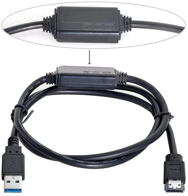 Alt view image 5 of 5 - chenyang USB 3.0 to eSATA Cable for HDD/SSD/ODD 3.28FT/1.0M (One Way Transmission The USB Port Must be Connected to The Host)