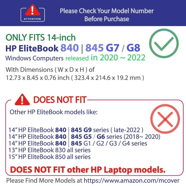 Alt view image 5 of 5 - mCover Case ONLY Compatible for 2020~2022 14" HP EliteBook 840 G7 / G8 (Intel CPU) ^^ EliteBook 845 G7 / G8 (AMD CPU) Series Windows Laptop (NOT Fitting Any Other HP Models) - Black