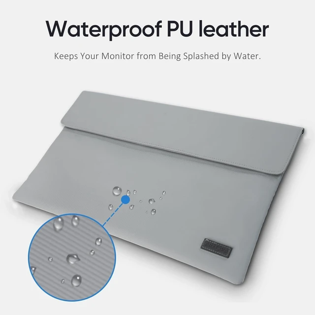 Alt view image 4 of 5 - ARZOPA 17.3" Portable Monitor Sleeve Bag, PU Leather Laptop Case for Travel, Grey
