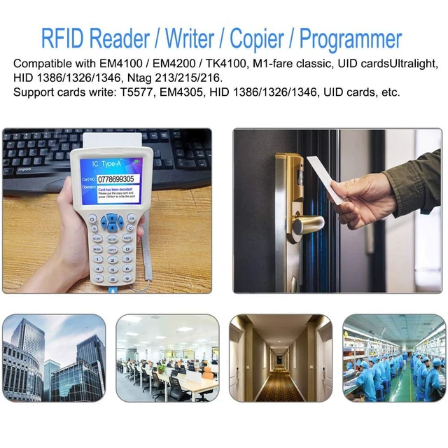 Alt view image 2 of 5 - LEXI ID IC HID Card Copier, NFC Reader, 125KHz 13.56MHz 10 Frequency RFID Access Writer/Reader/Duplicator, Key fob Cards Programmer, UID Decoder with USB