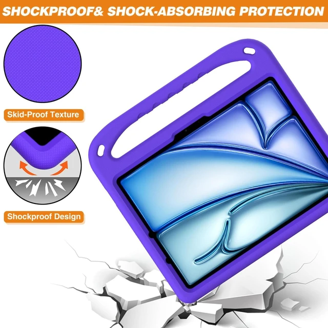 Alt view image 2 of 5 - Dteck for iPad Air 13/iPad Pro 13/12.9 - Shockproof Protective Handle Stand Pencil Holder EVA Case, Purple