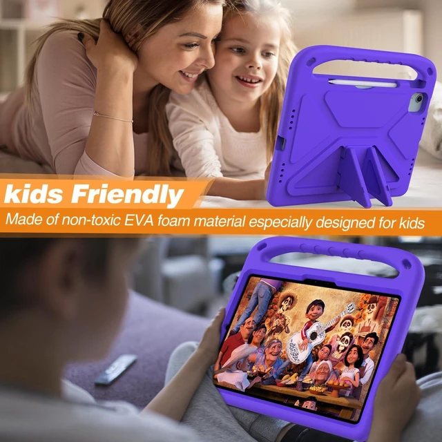 Alt view image 4 of 5 - Dteck for iPad Air 13/iPad Pro 13/12.9 - Shockproof Protective Handle Stand Pencil Holder EVA Case, Purple