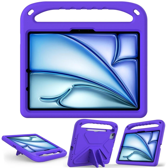 Alt view image 5 of 5 - Dteck for iPad Air 13/iPad Pro 13/12.9 - Shockproof Protective Handle Stand Pencil Holder EVA Case, Purple
