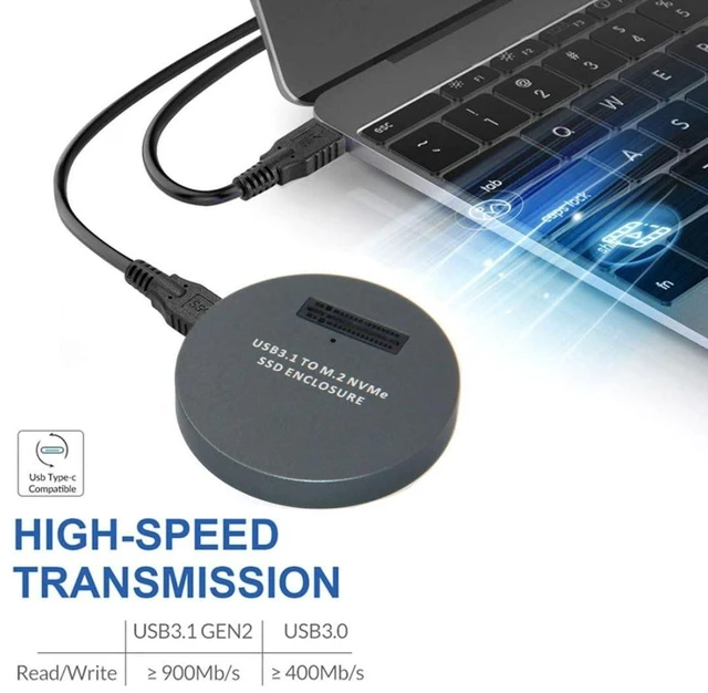 Alt view image 2 of 5 - ChenYang M.2 NVME SSD Enclosure Reader,USB 3.1 Gen 2 10Gbps Desktop M.2 SSD Enclosure Adapter Aluminum Alloy Black