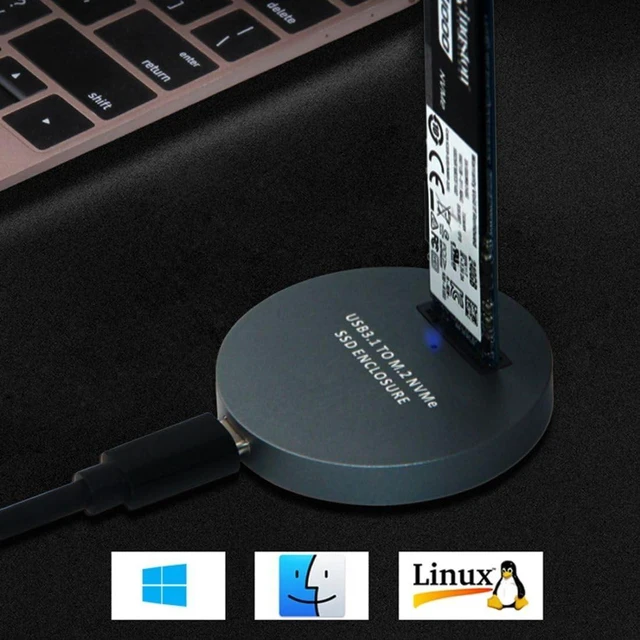 Alt view image 3 of 5 - ChenYang M.2 NVME SSD Enclosure Reader,USB 3.1 Gen 2 10Gbps Desktop M.2 SSD Enclosure Adapter Aluminum Alloy Black