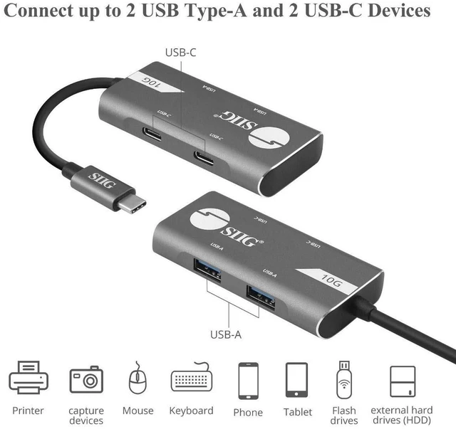 Alt view image 3 of 5 - SIIG USB-C Hub, 10Gbps, JU-H40G11-S1