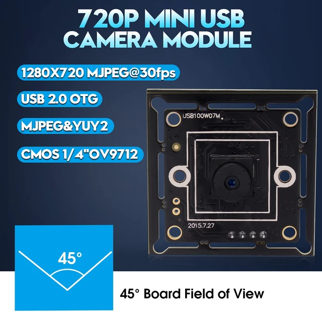Alt view image 3 of 5 - IFWATER 720P USB Camera Module Super Mini 45 Degree M7 Low Distortion Lens USB Camera Module for Opencv Raspberry Pi USB2.0 High Speed CCTV PC Camera Plug and Play for Windows Linux Mac OS Android