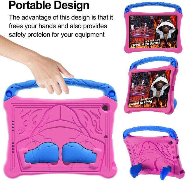 Alt view image 2 of 5 - Dteck for iPad Air 3rd Generation and iPad Pro Case 10.5" 2019/2017 Release, Cute Boxing Shockproof Hard Case with Handle/Kickstand/Shoulder Strap, Protective Lightweight Kids-Friendly Cover, Rose
