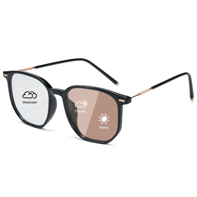 Alt view image 2 of 5 - Cyxus Photochromic Blue Light Glasses for Men Women Computer Glasses UV Protection Glasses 8255 (Bright Black Frame White to Brown)